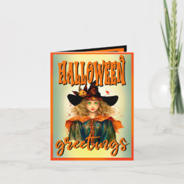 Retro Funny Witch Halloween Kaarten