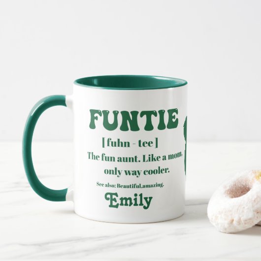 Retro Funtie Definition Personalized Auntie Mok (Met donut)