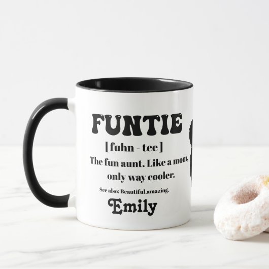 Retro Funtie Definition Personalized Auntie Mok (Met donut)