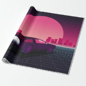 Retro future. 80s style sci-fi background with sup cadeaupapier (Uitgerold)