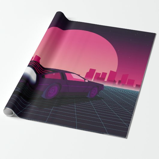 Retro future. 80s style sci-fi background with sup cadeaupapier (Uitgerold)