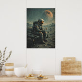 Retro-Future Astronaut, Sci-Fi Space Abstract Art Poster (Keuken)
