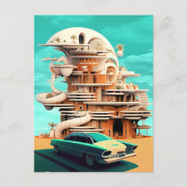 Retro Future Cars Cinematic Auto's Briefkaarten