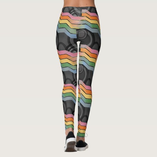 Retro Future Disco Rainbow Stripe Leggings (Achterkant)