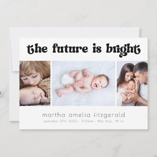 Retro Future is Bright Birth Announding Kaart (Voorkant)