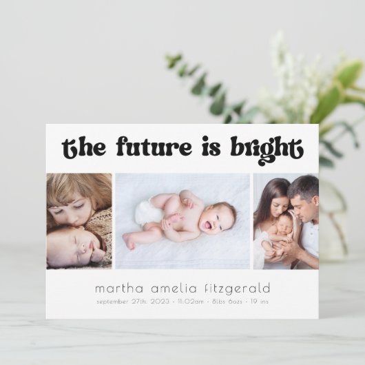 Retro Future is Bright Birth Announding Kaart (Staand voorkant)