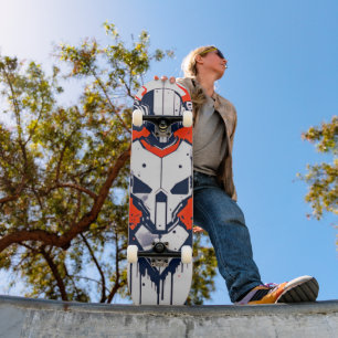 Retro Future Thrills: Robot kunstwerk Persoonlijk Skateboard