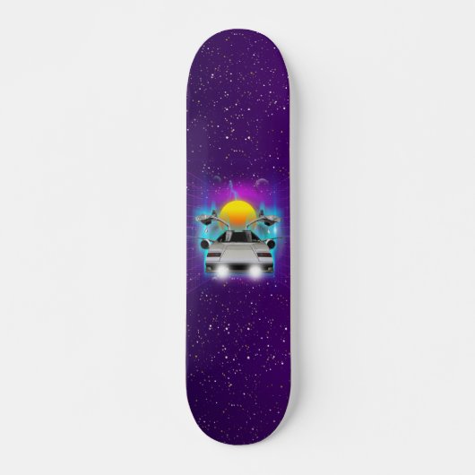 Retro Futurism Flying Car Spaceship Synveve Persoonlijk Skateboard (Voorkant)