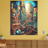 Retro Futurisme Art Canvas Afdruk (Insitu (Woonkamer))