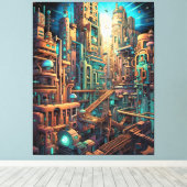 Retro Futurisme Art Canvas Afdruk (Insitu (Houten vloer))