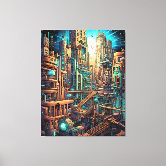 Retro Futurisme Art Canvas Afdruk (Voorkant)