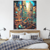 Retro Futurisme Art Canvas Afdruk (Insitu (Slaapkamer))