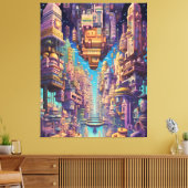 Retro Futurisme Art Canvas Afdruk (Insitu (Woonkamer))
