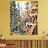 Retro Futurisme Art Canvas Afdruk (Insitu (Woonkamer))