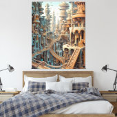 Retro Futurisme Art Canvas Afdruk (Insitu (Slaapkamer))