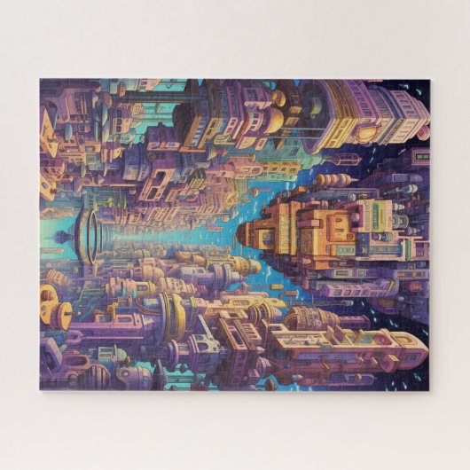 Retro Futurisme Art Puzzel Legpuzzel (Horizontaal)