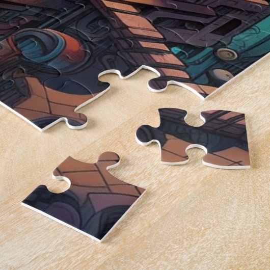 Retro Futurisme Art Puzzel Legpuzzel (Zijkant)