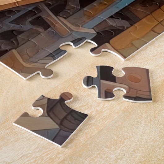 Retro Futurisme Art Puzzel Legpuzzel (Zijkant)