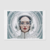 Retro futurisme, Cyber Vrouw in het Wit Tissuepapier (Voorkant)