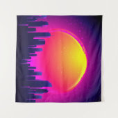 Retro Futurisme. futuristische synthegolflatie ill Wandkleed (Voorkant (horizontaal))