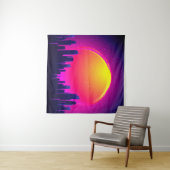 Retro Futurisme. futuristische synthegolflatie ill Wandkleed (In Situ (horizontaal))