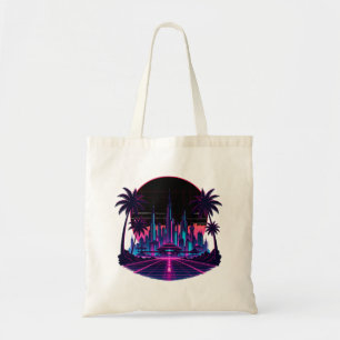 Retro Futurisme Neon Synthwave Tote Bag