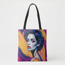 Retro futurisme schoonheid tote bag