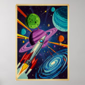 Retro futurisme Sci-Fi Space Exploration Wall Art Poster (Voorkant)