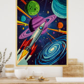 Retro futurisme Sci-Fi Space Exploration Wall Art Poster (Keuken)