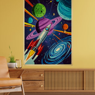Retro futurisme Sci-Fi Space Exploration Wall Art Poster