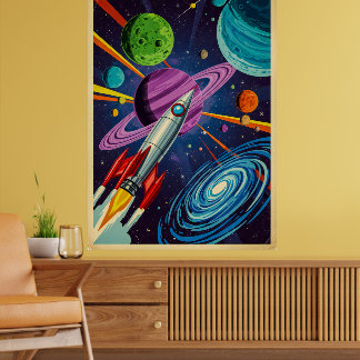Retro futurisme Sci-Fi Space Exploration Wall Art Poster