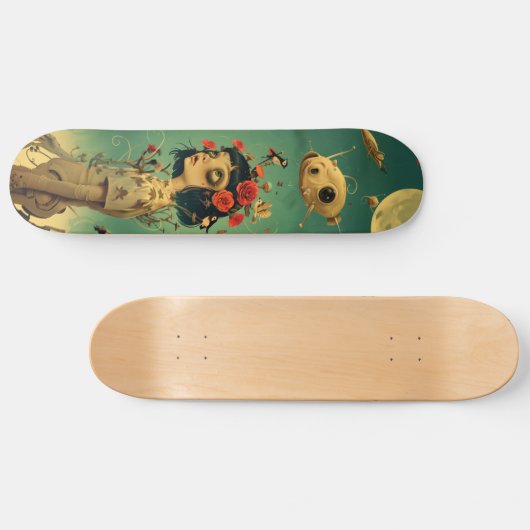 Retro-futurist fantasy wall art skateboard (Horizontaal)