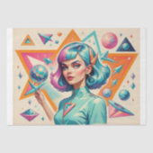 Retro Futurist Girl – Pop Art Portrait Decoupage Tissuepapier (Voorkant)