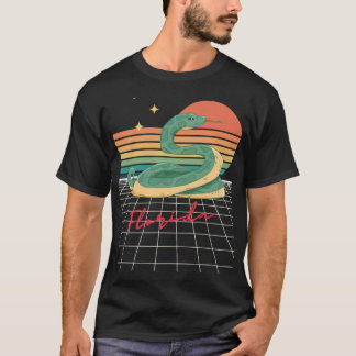 Retro Futuristic 80s Florida Sunset Snake Oversize T-shirt
