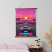 Retro Futuristic Car Sunset Wall Art Print - Neon Hangend Wandkleed (Slaapkamer)