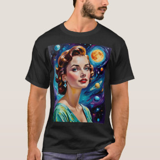 Retro Futuristic Cosmic Beauty Art T-shirt