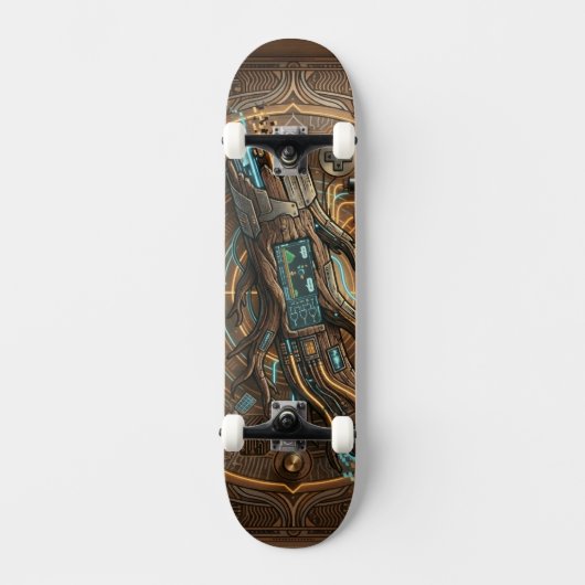 Retro-Futuristic Cybernetic Driftwood Fusion 2026 Persoonlijk Skateboard (Voorkant)