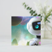Retro Futuristic Friendly Robot Character Kaart (Staand voorkant)