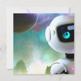 Retro Futuristic Friendly Robot Character Kaart