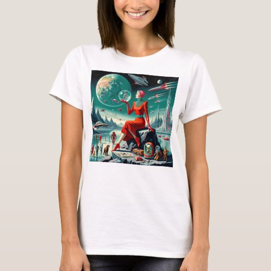 Retro Futuristic Illustration T-shirt (Voorkant)