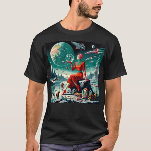 Retro Futuristic Illustration T-shirt (Voorkant)