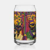 Retro Futuristic Mardi Gras Black Cat Martini Club Blikvorm Glas (Links)