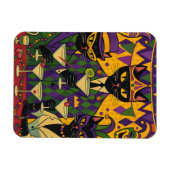 Retro Futuristic Mardi Gras Black Cat Martini Club Magneet (Horizontaal)