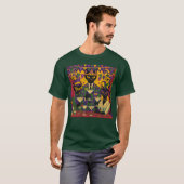 Retro Futuristic Mardi Gras Black Cat Martini Club T-shirt (Voorkant volledig)
