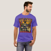 Retro Futuristic Mardi Gras Black Cat Martini Club T-shirt (Voorkant volledig)