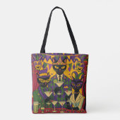 Retro Futuristic Mardi Gras Black Cat Martini Club Tote Bag (Achterkant)