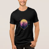 Retro Futuristic Neon Cityscape Tech Tri-Blend Shirt (Voorkant)