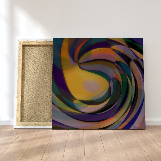 Retro Futuristic Radiale Zwirlgolven Kunstpatroon Canvas Afdruk