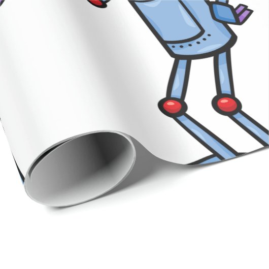 Retro Futuristic Robot Character Waving Cadeaupapier (Rol Hoek)