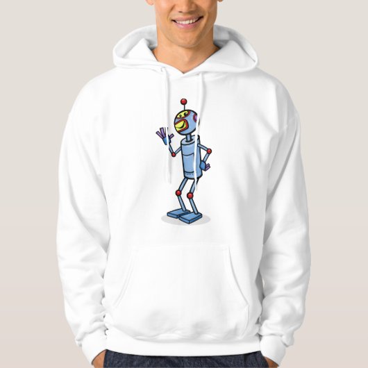 Retro Futuristic Robot Character Waving Hoodie (Voorkant)